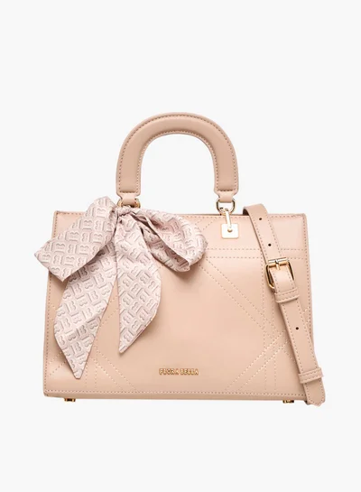 Flora Bella By Shoexpress Women Scarf Accent Tote Bag with Detachable Strap and Zip Closure