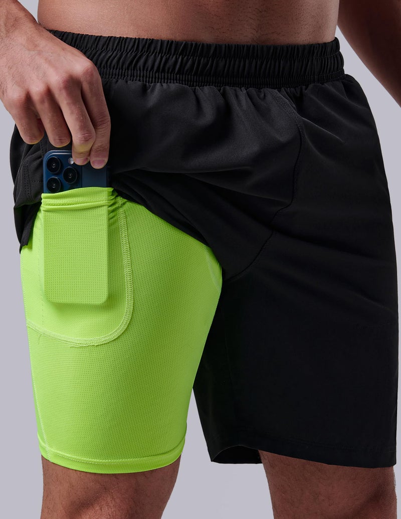 Liberty Pro 3 Pack: Men's 7" Running Shorts with Compression Liner Pockets, Athletic 2 in 1 Shorts for Workout Gym Quick Dry (Set 1, Large) - Image 2