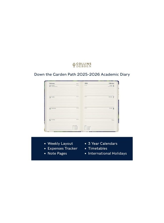 Collins Down the Garden Path 12 Month Planner, July 2025-July 2026 Week-to-View Diary, A5 Hard Cover, Navy - Image 2