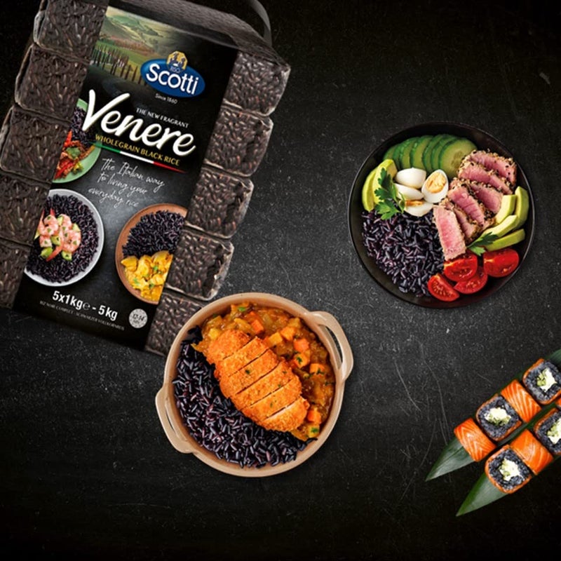 Riso Scotti Black Rice, Venere, Product of Italy, All Natural, Non-GMO, Gluten-Free, Riso Scotti (Black Rice 11 lbs (5 x 1kg)) - Image 3