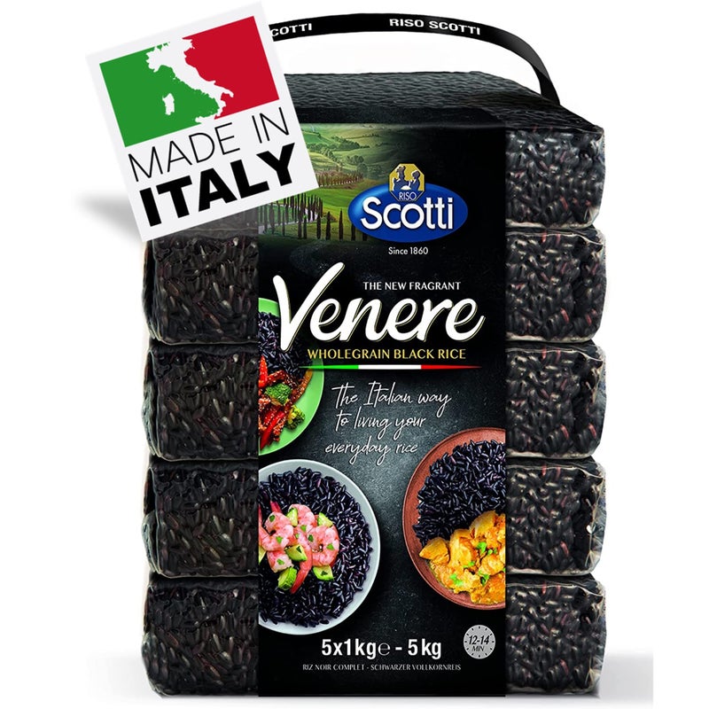 Riso Scotti Black Rice, Venere, Product of Italy, All Natural, Non-GMO, Gluten-Free, Riso Scotti (Black Rice 11 lbs (5 x 1kg)) - Image 2