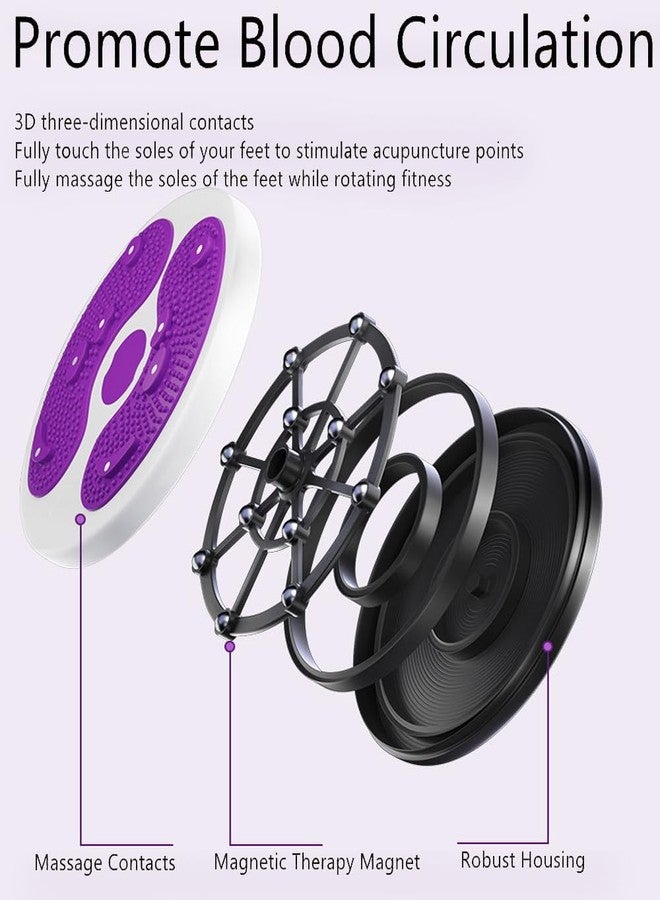 Funvalley Surperfect Ab Twist Waist Disc Board,Waist Twister for Women Belly Fat with Handles,Waist Slimming Balance Rotating Disc with Massage Foot Sole for Slimming Waist Arms Hips and Thighs (Purple) - Image 3