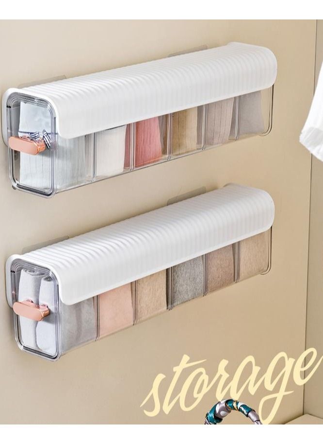 1 piece Wall hanging transparent underwear storage organizer white  - Image 1