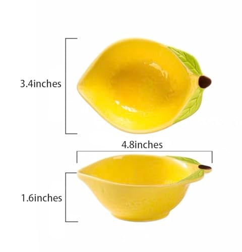 Mozacona 4pcs Ceramic Appetizer Plates Lemon Shape Side Dishes Seasoning Plates - Image 2