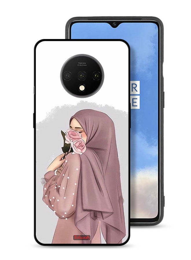 Tolwak OnePlus 7T Protective Case Cover Holding Roses Girl Art - Image 1