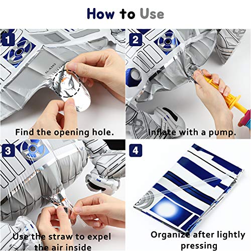 Haooryx 35PCS Galaxy Wars Birthday Party Favor Supplies for Kids, Black Series Birthday Banner Darth Vader Cake Topper Decoration Latex Balloons War Lightsaber BB8 Robot Aluminum Foil balloons - Image 4