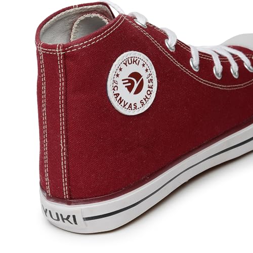YUKI Unisex Canvas Comfortable & Lightweight Sneaker for Men's and Women's | High Top Canvas Sneakers Red - Image 3