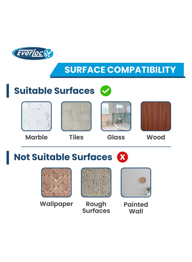 مرآة دائرية من Everloc، بدون حفر، بدون براغي، بدون غراء، بدون لاصق، مرآة حمام مكبرة قابلة للتمدد، مرنة، قابلة للتعديل، سهلة التركيب، EVL-10210