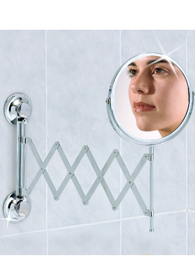 EVERLOC - Everloc Round Mirror, No Drilling, No Screws, No Glue, No Adhesive, Vacuum Suction Magnifying Extendable Bathroom Mirror, Flexible, Adjustable, Easy Install, EVL-10210 - Image 1