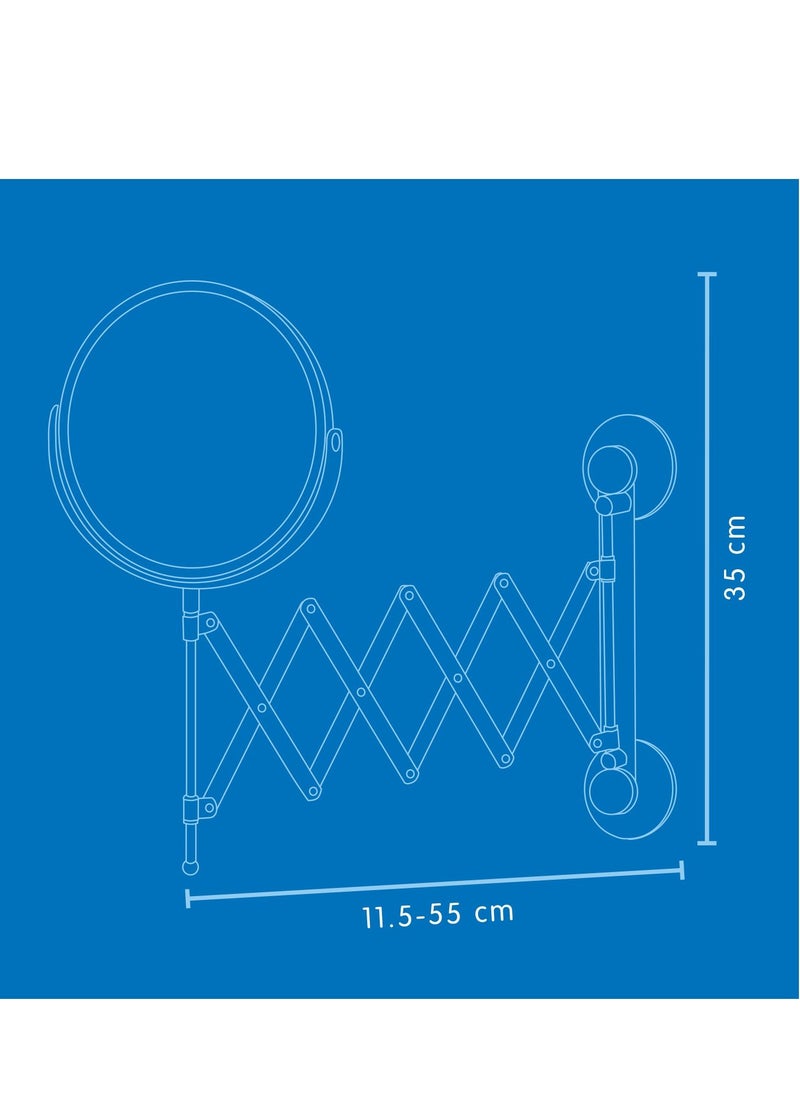 EVERLOC - Everloc Round Mirror, No Drilling, No Screws, No Glue, No Adhesive, Vacuum Suction Magnifying Extendable Bathroom Mirror, Flexible, Adjustable, Easy Install, EVL-10210 - Image 1