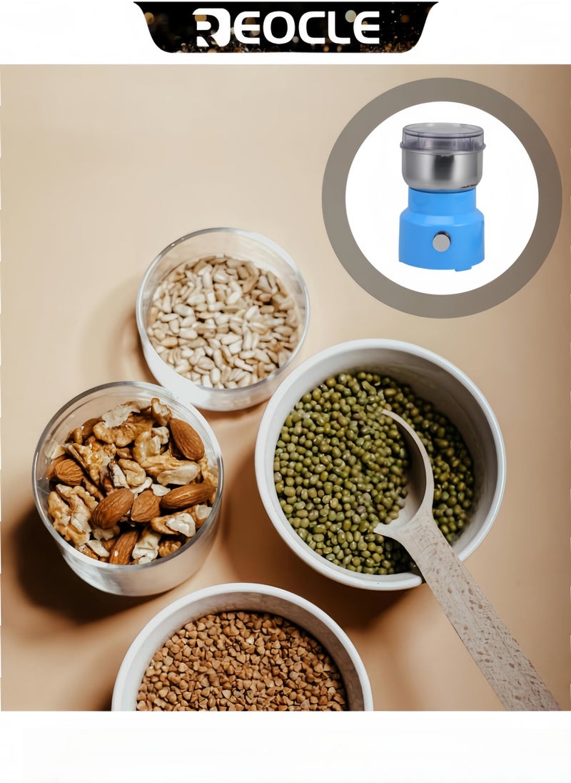 REOCLE Electric Coffee Grinder with Stainless Steel Blade Low Noise Grinder Multifunctional Mini Home Grinder One- Touch Operation Spice Grinder for Grain & Nuts & Seasoning & Coffee Beans  - Image 5