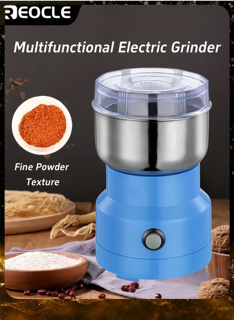 REOCLE Electric Coffee Grinder with Stainless Steel Blade Low Noise Grinder Multifunctional Mini Home Grinder One- Touch Operation Spice Grinder for Grain & Nuts & Seasoning & Coffee Beans  - Image 1