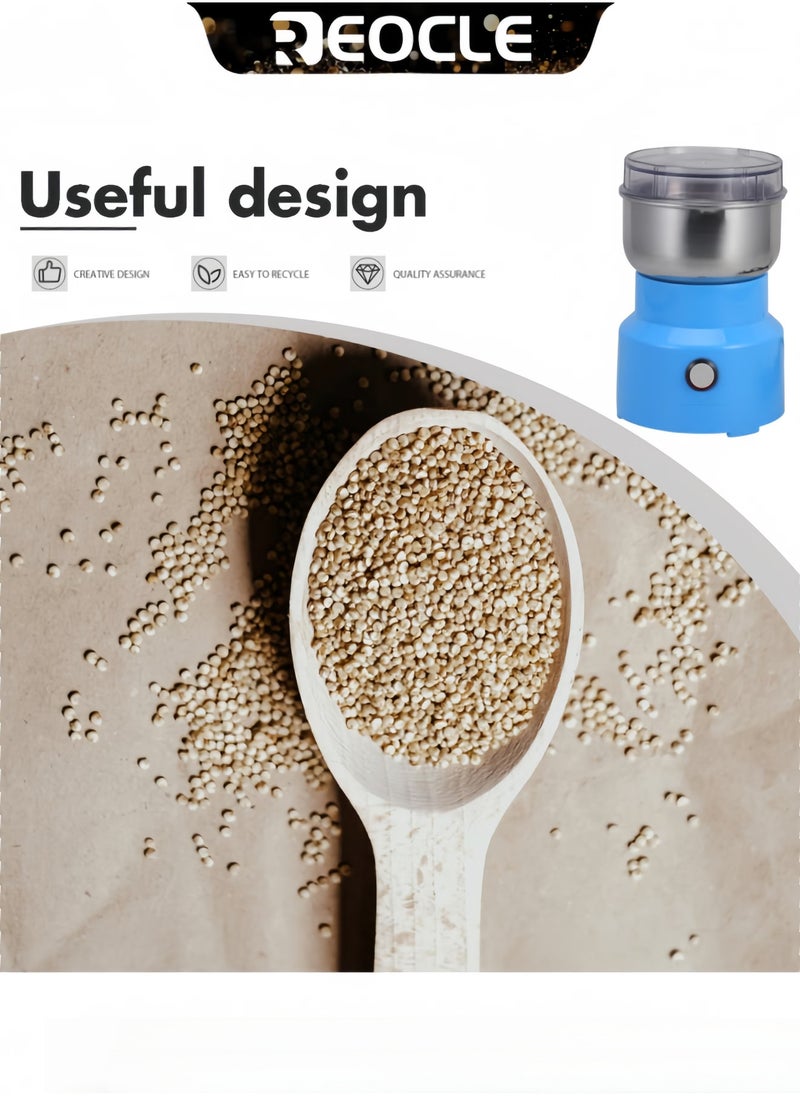 REOCLE Electric Coffee Grinder with Stainless Steel Blade Low Noise Grinder Multifunctional Mini Home Grinder One- Touch Operation Spice Grinder for Grain & Nuts & Seasoning & Coffee Beans  - Image 4
