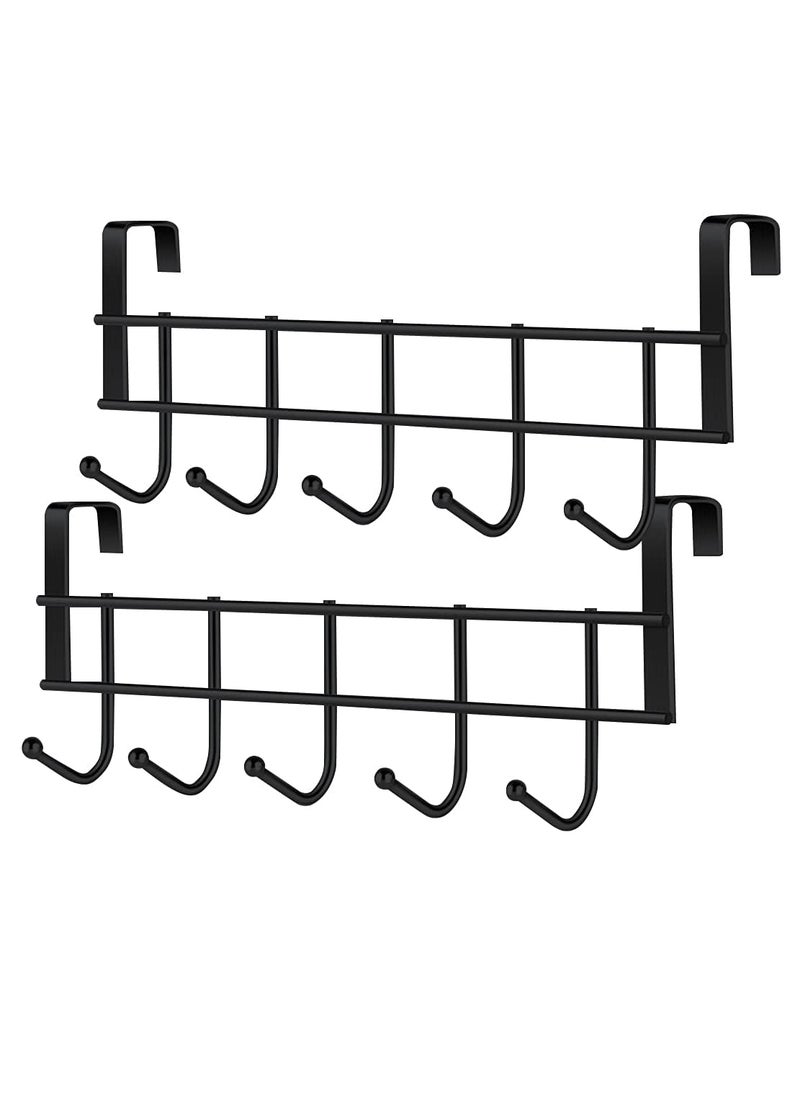 amiciCare amiciCare 5 Hook Over Drawer Hanger Alloy Steel Hanging Organizer with No Screw Installation Black Pack of 2  - Image 1
