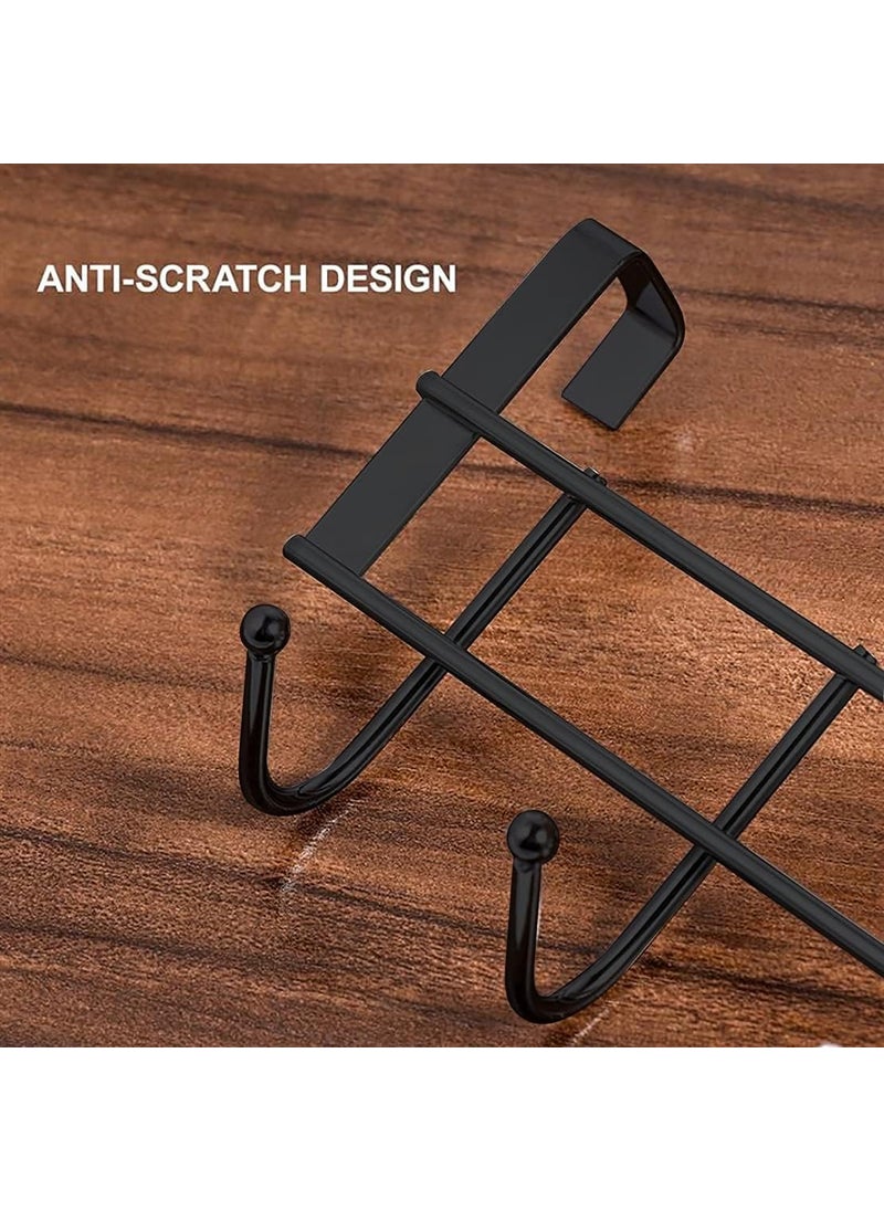 amiciCare amiciCare 5 Hook Over Drawer Hanger Alloy Steel Hanging Organizer with No Screw Installation Black Pack of 2  - Image 3