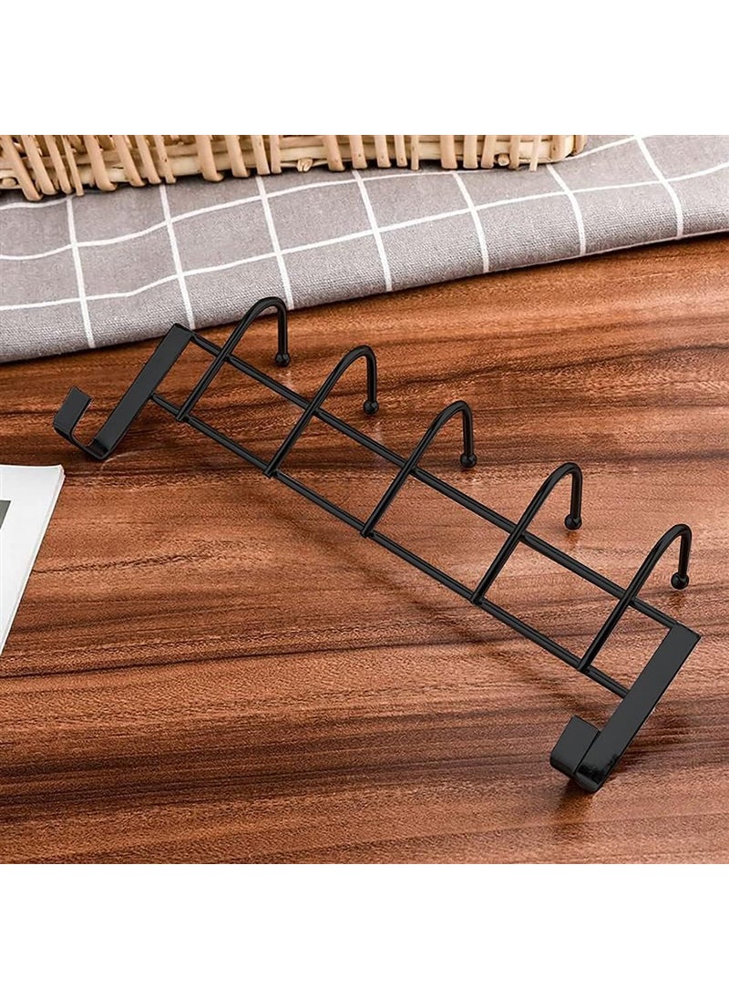 amiciCare amiciCare 5 Hook Over Drawer Hanger Alloy Steel Hanging Organizer with No Screw Installation Black Pack of 2  - Image 5