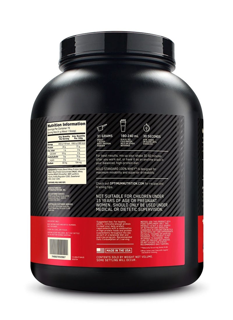 Optimum Nutrition - Gold Standard 100% Whey Protein Powder, for Muscle Support & Recovery, Primary Source Whey Protein Isolate - Delicious Strawberry, 2.27 Kgs (5 lbs), 73 Servings - Image 1