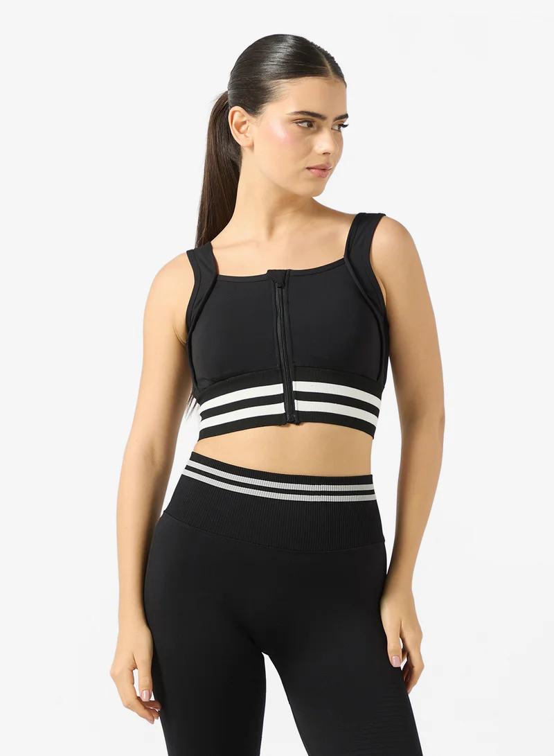 FRWD Zip Up Sports Bra with Trim Detail