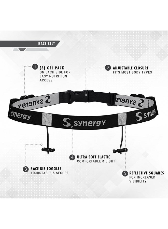 SYNERGY Synergy Running/Triathlon Race Day Number Belt (Black 1-Pack) - Image 5