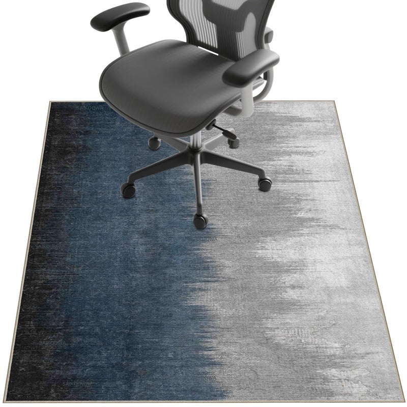SAIKOOWA Chair Mat for Hardwood Floor,48"*36" Under Desk Mat for Rolling Computer Chair &Low Pile Carpet Floor,Anti-Slip Floor Protector for Home Office Abstract Blue Grey - Image 1