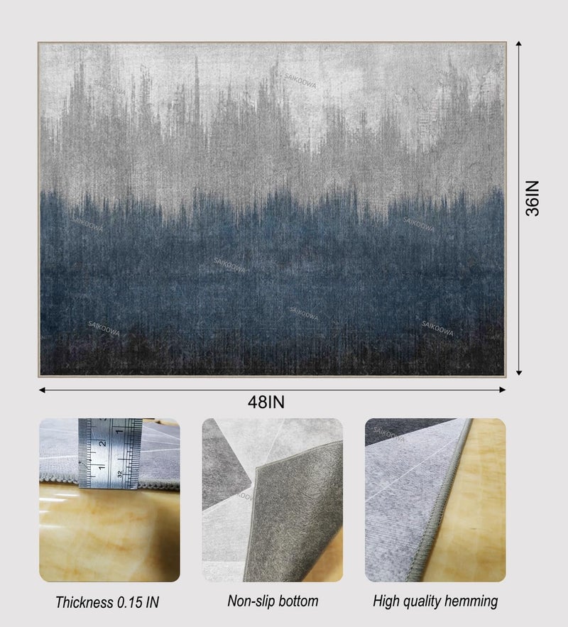 SAIKOOWA Chair Mat for Hardwood Floor,48"*36" Under Desk Mat for Rolling Computer Chair &Low Pile Carpet Floor,Anti-Slip Floor Protector for Home Office Abstract Blue Grey - Image 5