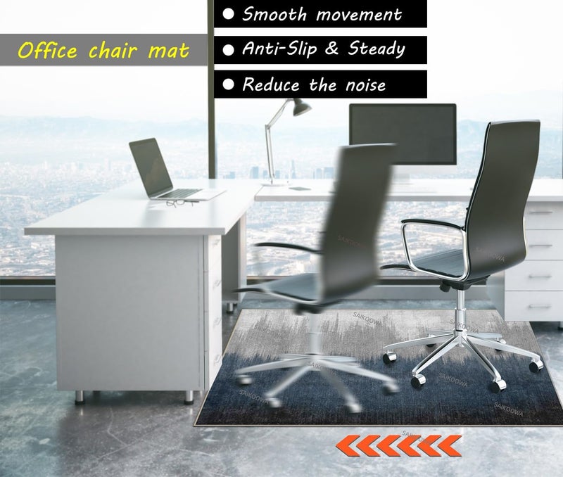 SAIKOOWA Chair Mat for Hardwood Floor,48"*36" Under Desk Mat for Rolling Computer Chair &Low Pile Carpet Floor,Anti-Slip Floor Protector for Home Office Abstract Blue Grey - Image 4
