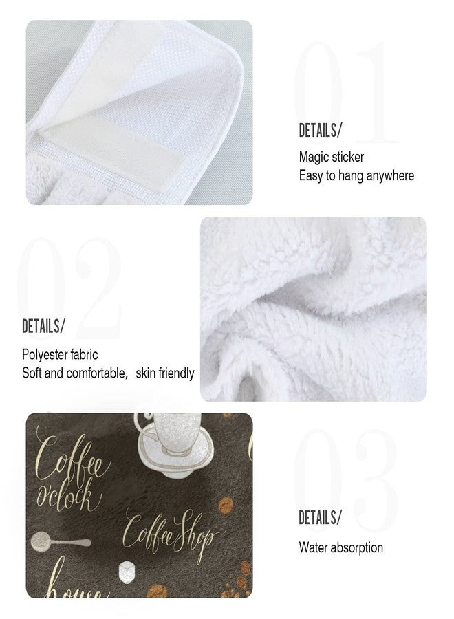 Dussdil Tea Coffee Beans Theme Kitchen Hanging Towel Cafe Hand Tie Towels Set 2 Pcs Tea Bar Dish Cloths Dry Towel Soft Absorbent Durable for Bathroom Laundry Room Decor - Image 3
