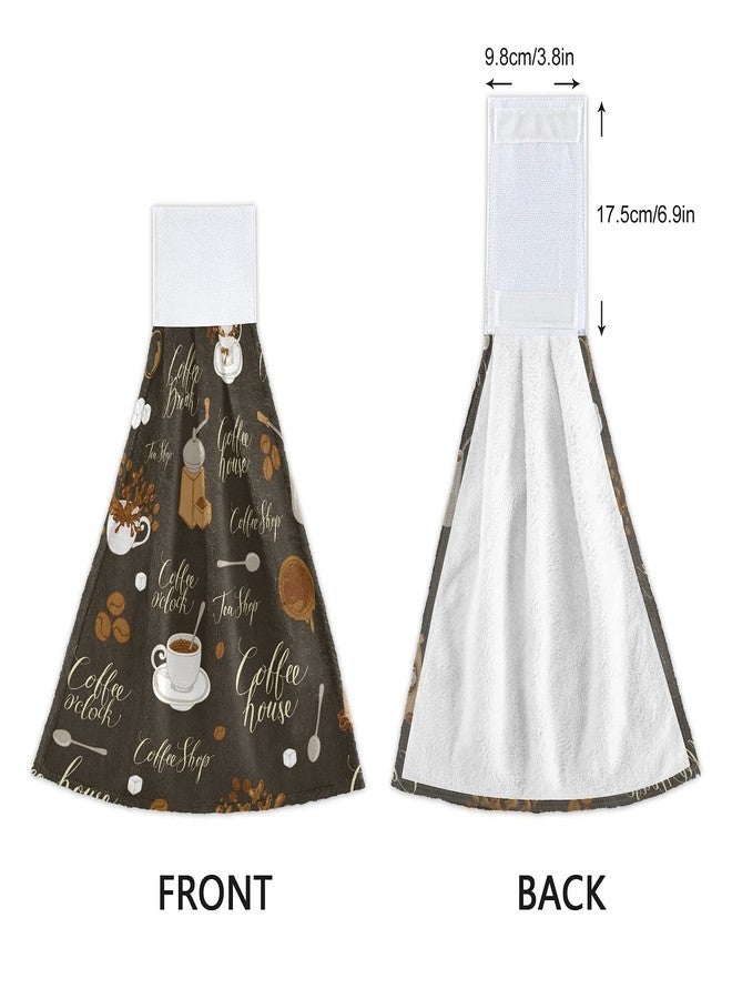 Dussdil Tea Coffee Beans Theme Kitchen Hanging Towel Cafe Hand Tie Towels Set 2 Pcs Tea Bar Dish Cloths Dry Towel Soft Absorbent Durable for Bathroom Laundry Room Decor - Image 4
