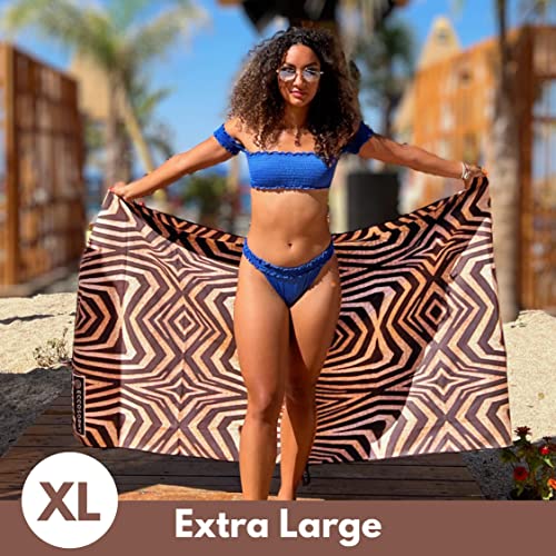 ECCOSOPHY Microfiber Beach Towels Made from Recycled Plastic Bottles - 71x35 inch Quick Dry Pool Towels - Large Sand Free Beach Towels - Oversized Travel Towels with Pouch (Kenya) - Image 2