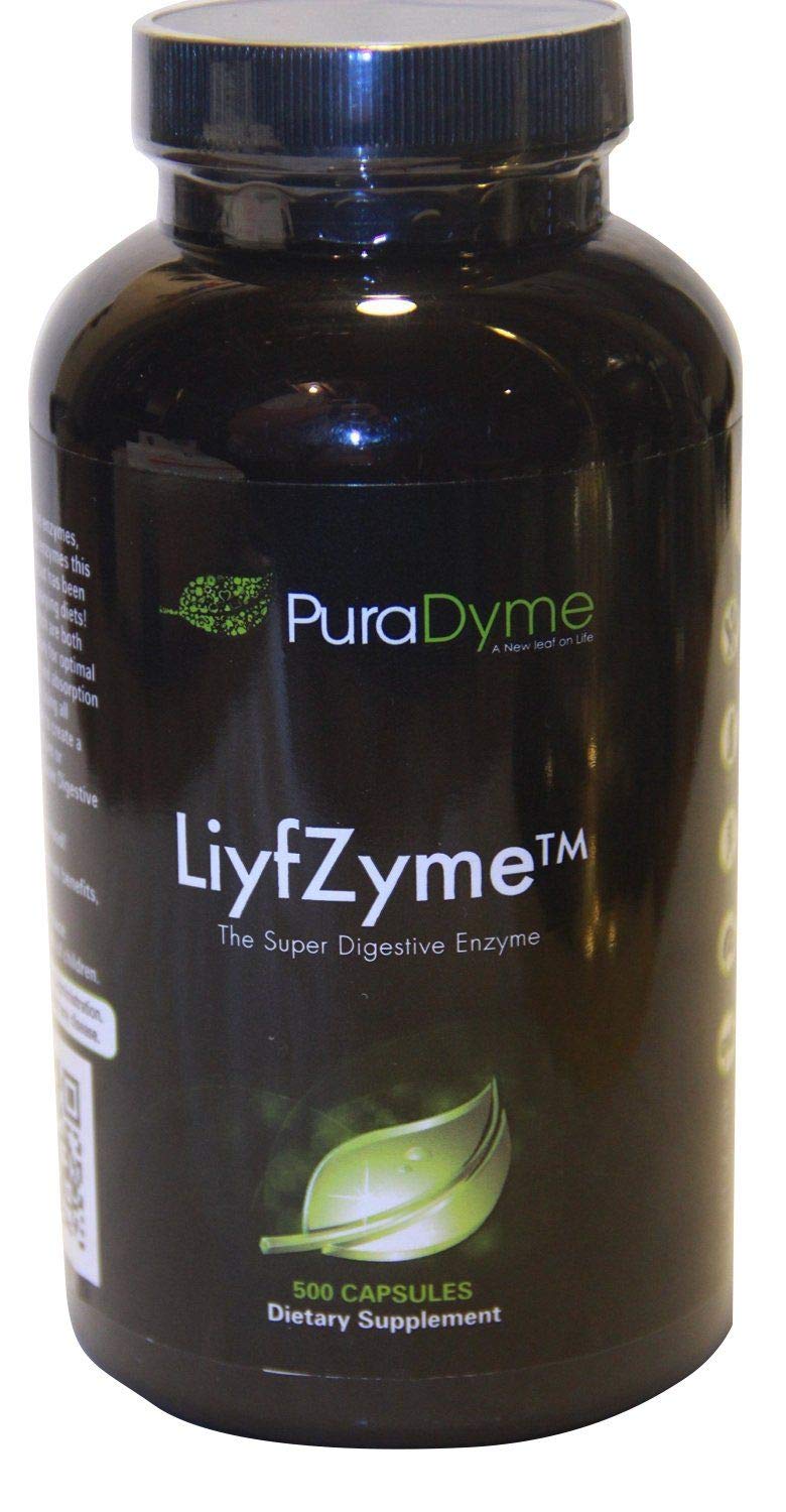 PuraDyme LiyfZyme Plant Based Digestion and Dietary Supplement 500 Veggie Capsules by Lou Corona