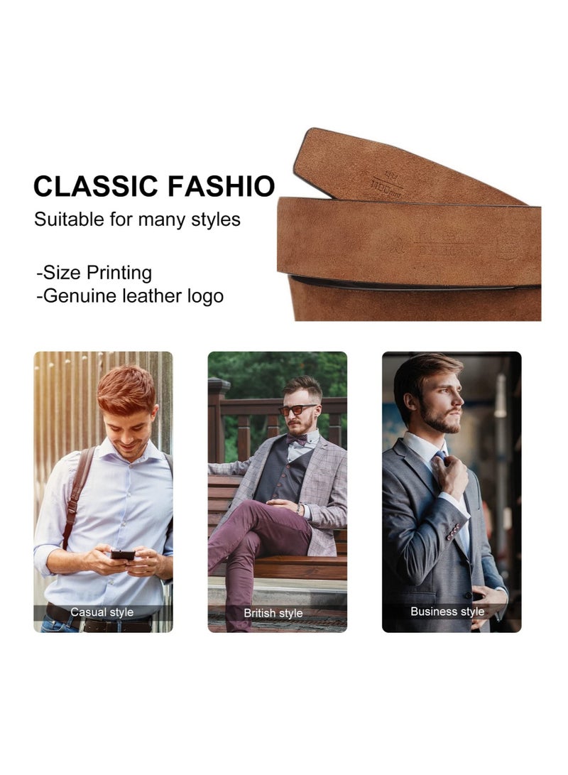 Excefore حزام رجالي من الجلد الطبيعي منقوش بنقشة رقعة الشطرنج، أحزمة قابلة للتعديل تناسب الجينز والسراويل والبدلات الرسمية الكاجوال - Image 2