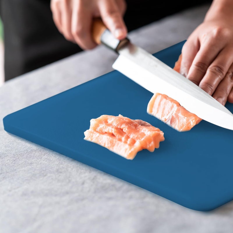 Dexas NSF Certified Polysafe Cutting Board with Handle, 11 x 14.5 Inches, Reversible Kitchen Cutting Board, Blue - Image 3