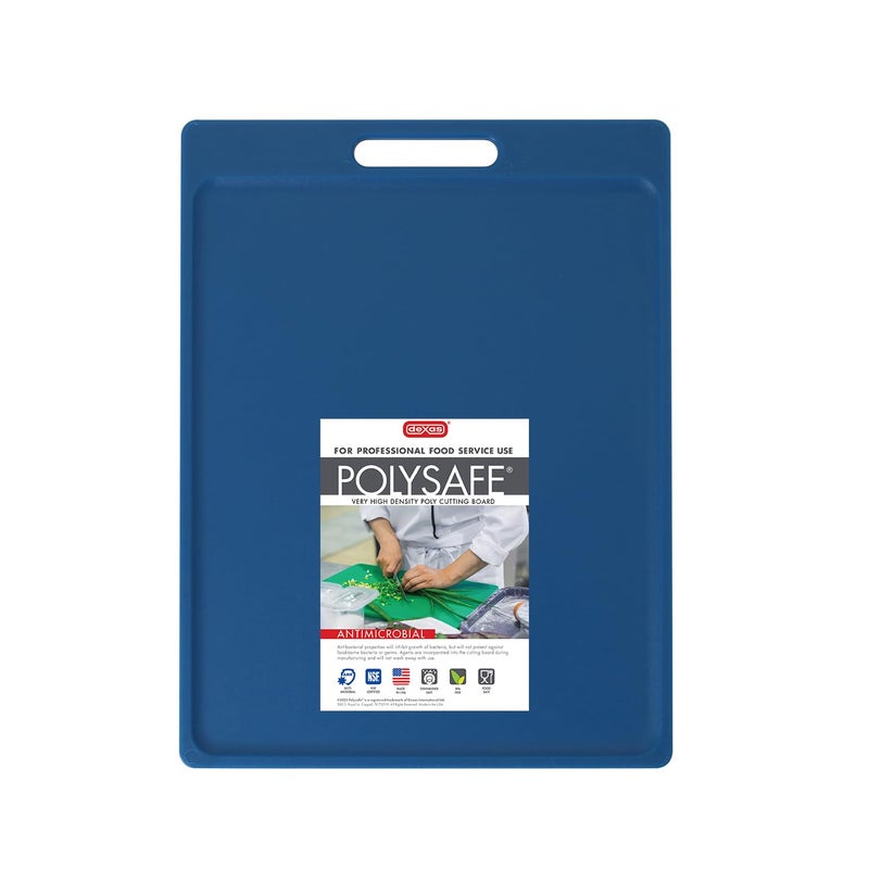Dexas NSF Certified Polysafe Cutting Board with Handle, 11 x 14.5 Inches, Reversible Kitchen Cutting Board, Blue - Image 1