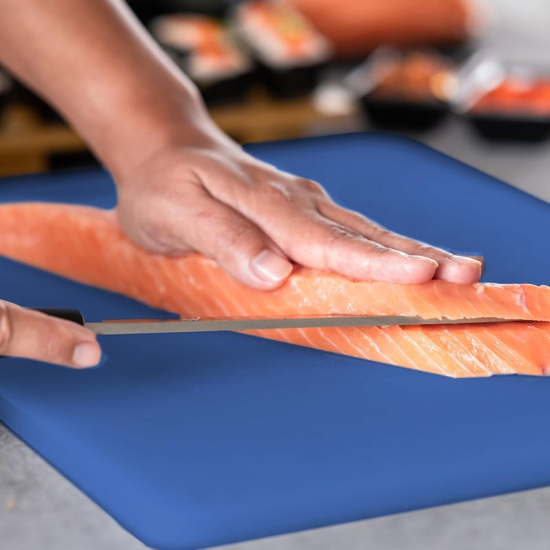 Dexas NSF Certified Polysafe Cutting Board with Handle, 11 x 14.5 Inches, Reversible Kitchen Cutting Board, Blue - Image 2