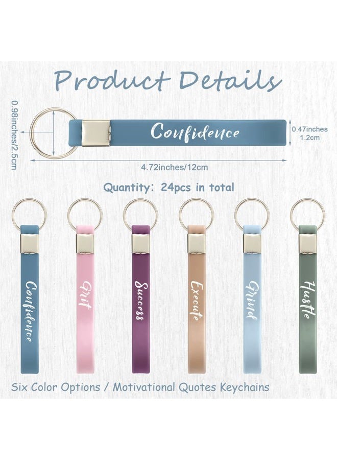 Sureio 24 Pcs Motivational Keychain Inspirational Silicone Keychain Bulk Thank You Christmas Gift for Student Teacher, Multi Color, One size - Image 2