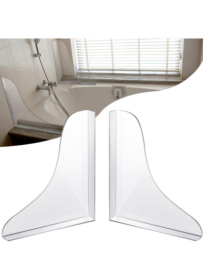 Splash Guard for Bathtub Acrylic Bath Tub Splash Guards Material Edge Guard Transparent Shower Water Blocker for Bathroom Restroom 8.2 X 7.2 Inch with 2 Clips (2 Rolls of Tape) - Image 1