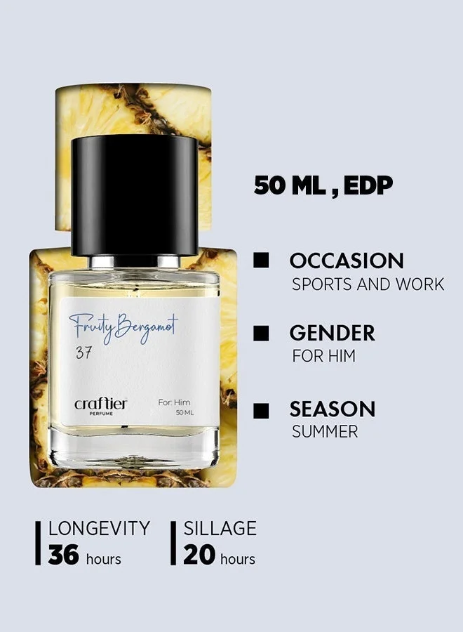 Craftier Perfume 50 FRUITY BERGAMOT - Inspired of-AVENTUS, Eau De Parfum for Men - 50ml, Long Lasting Fruity Fragrance Upto 36 Hrs, Travel Size Men's Perfume for Men | Best Price UAE