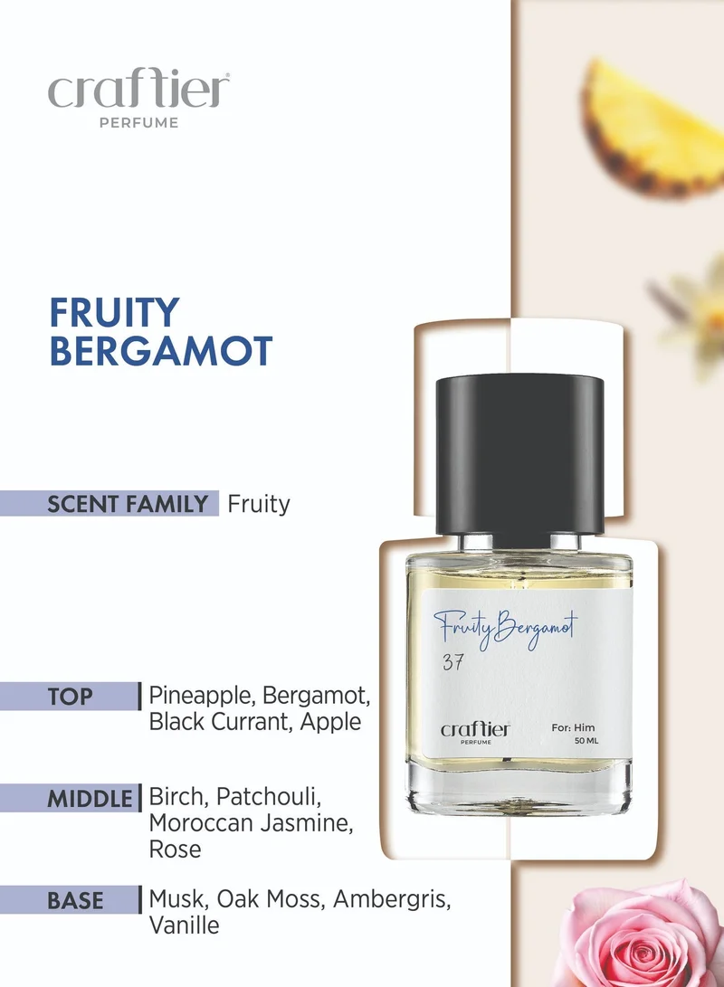 Craftier Perfume 50 FRUITY BERGAMOT - Inspired of-AVENTUS, Eau De Parfum for Men - 50ml, Long Lasting Fruity Fragrance Upto 36 Hrs, Travel Size Men's Perfume for Men | Best Price UAE