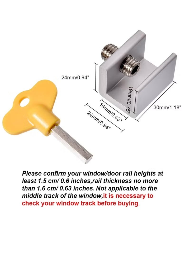 Sliding Window Locks Adjustable Security Window Lock Window Stoppers Aluminum with Key Childproof Safety Window Lock Clamps for Vertical Horizontal Slide Door Windows(2 PCS) - Image 2
