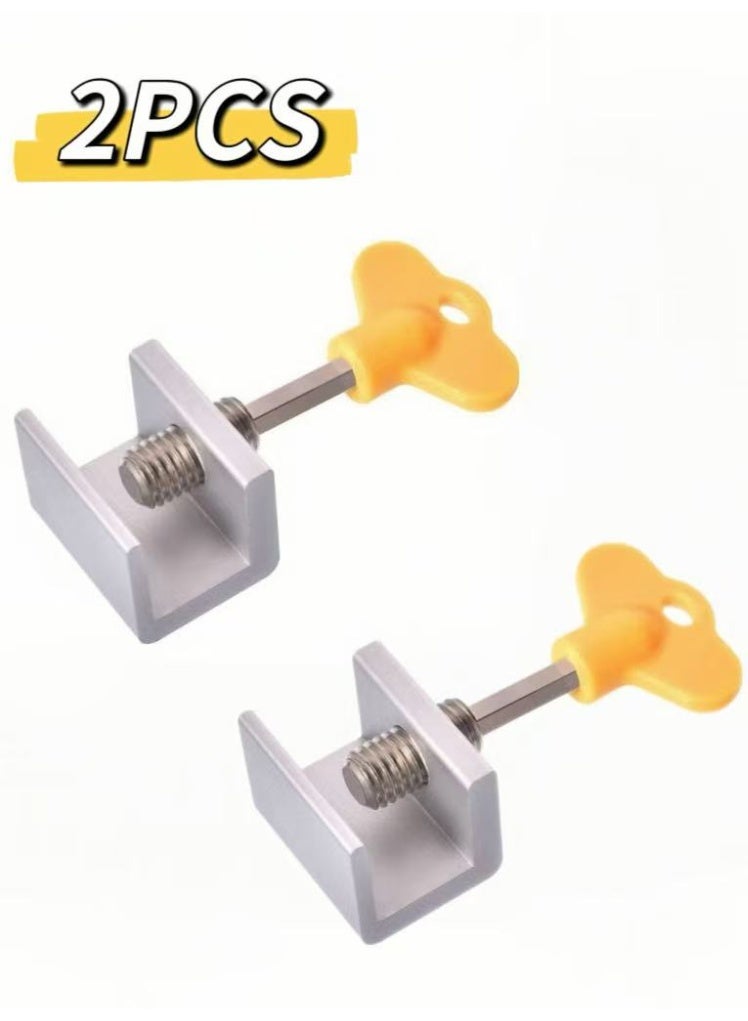 Sliding Window Locks Adjustable Security Window Lock Window Stoppers Aluminum with Key Childproof Safety Window Lock Clamps for Vertical Horizontal Slide Door Windows(2 PCS) - Image 1