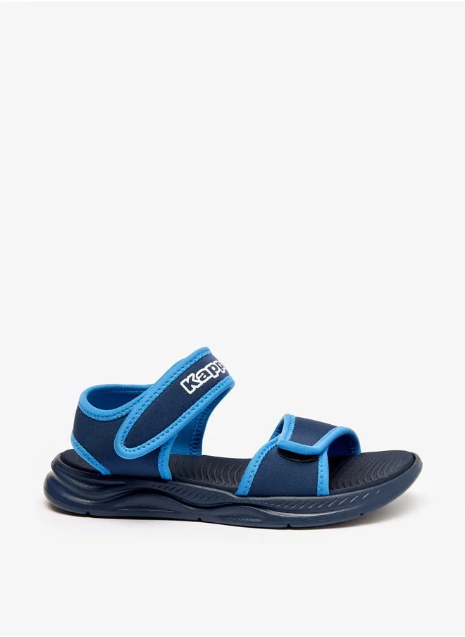 Kappa Boy's Logo Print Sandals with Hook and Loop Closure
