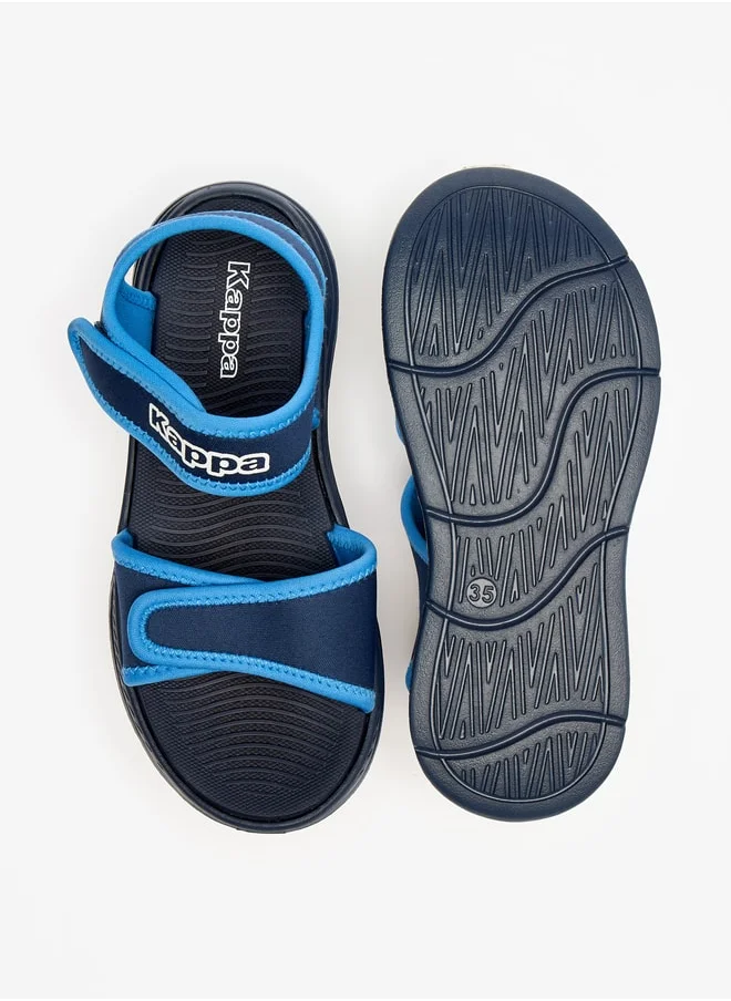 Kappa Boy's Logo Print Sandals with Hook and Loop Closure