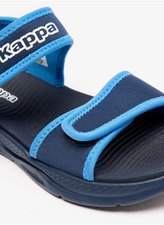 Kappa Boy's Logo Print Sandals with Hook and Loop Closure