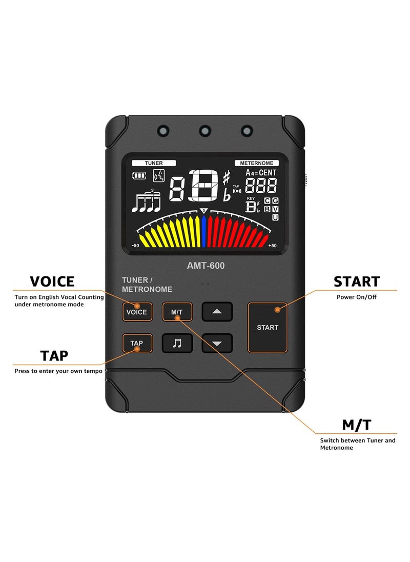 null - Metronome Tuner, Tuner for All Instruments, Rechargeable Digital Metronome with English Vocal Counting and TAP Function, Tuner with Guitar, Bass, Violin, Ukulele and Chromatic Tuning Modes - Image 1