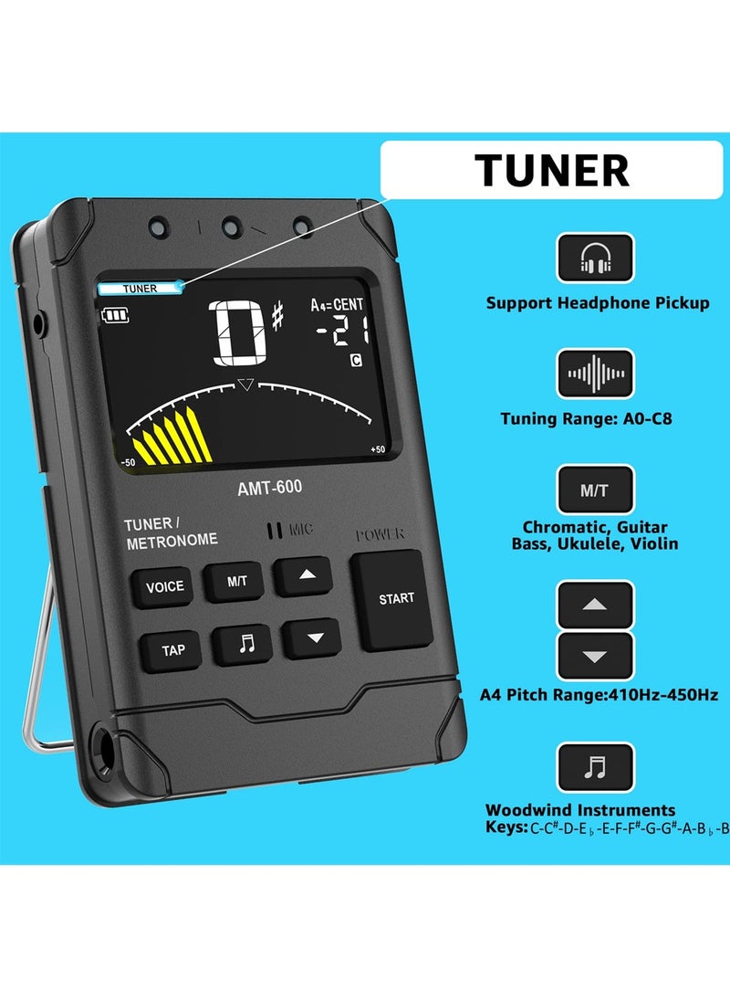 null - Metronome Tuner, Tuner for All Instruments, Rechargeable Digital Metronome with English Vocal Counting and TAP Function, Tuner with Guitar, Bass, Violin, Ukulele and Chromatic Tuning Modes - Image 1
