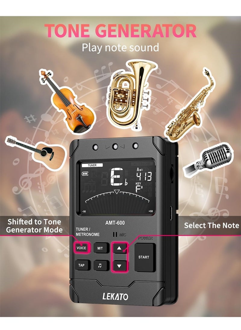 null - Metronome Tuner, Tuner for All Instruments, Rechargeable Digital Metronome with English Vocal Counting and TAP Function, Tuner with Guitar, Bass, Violin, Ukulele and Chromatic Tuning Modes - Image 1