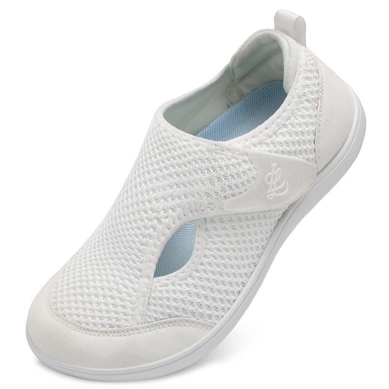 LeIsfIt Womens Wide Diabetic Shoes Adjustable Barefoot Walking Shoes Breathable Zero Drop Sneakers for Wide Width Arthritis Edema Feet White Size 8.5 - Image 1
