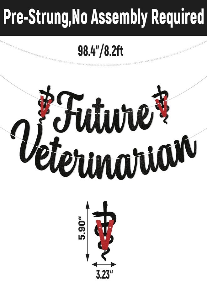Ramciyo Future Veterinarian Banner - Funny Vet Student Graduation Decorations, It's Giving Future Veterinarian Banner, Vet School Graduation Decorations Black Glitter - Image 2