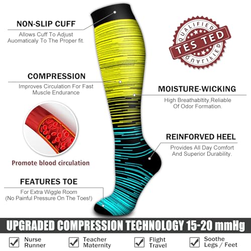 Bluemaple 6 Pack Copper Compression Socks for Women and Men Circulation-Best Support for Medical,Running,Nursing,Athletic - Image 5