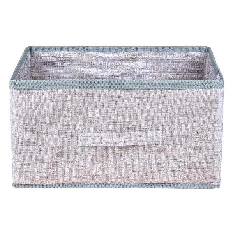 Kuber Industries Kuber Industries Drawer Storage Box Storage Bin for Clothes Wardrobe Organizer for Books Closet Box with Handle NonWoven Storage Box Jute Printed Storage Box Pack of 3 Gray - Image 2